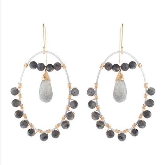 Riah Fashion Jewelry - Natural STONE BEADED DROP EARRINGS-BLACK